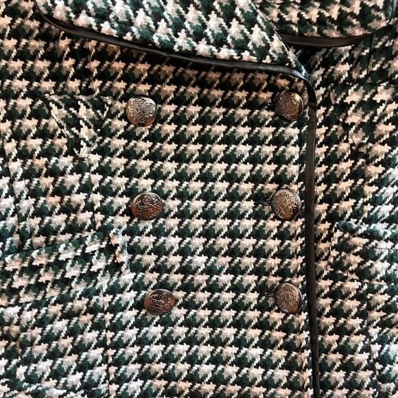 Jou Jou Green & Black Houndstooth Y2K Military Style Jacket sz M - Picture 3 of 8
